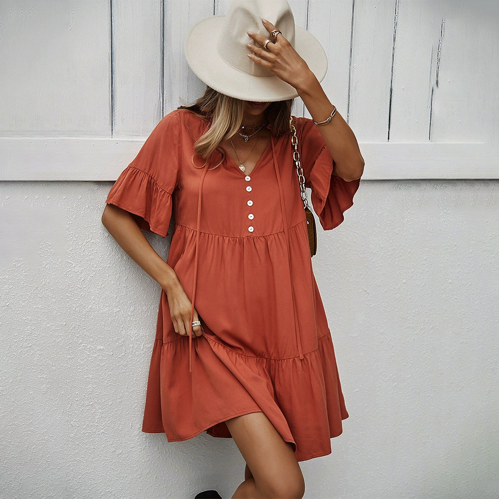 Zara Solid Color A-Line Dress Spring Summer Casual